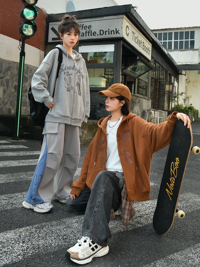 Zootopia Judy und Nick Print Grauer Reißverschluss-Hoodie