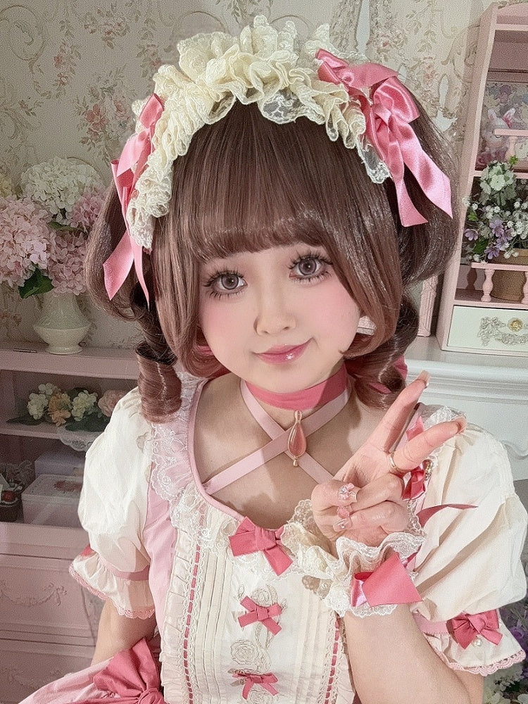 Bowknot BeigePink Ruffled Details Hairband