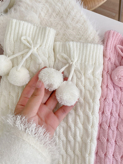 Lolita Warmers (6 Pom-Pom Cable-Knit Style Leg Colors)