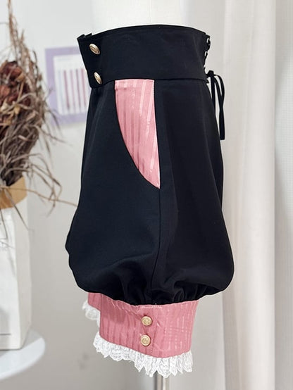 Circus Pink Waist Waistcoat Vibes Lolita Shorts Collar + High Black and Ouji Knickerbockers Blazer