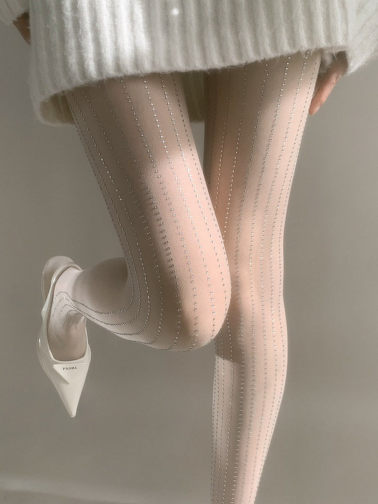 Sheer Pinstripe Pantyhose Sparkly