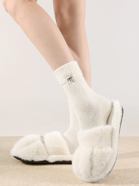 Colors) Ribbed Socks (2 Embroidery Bow with