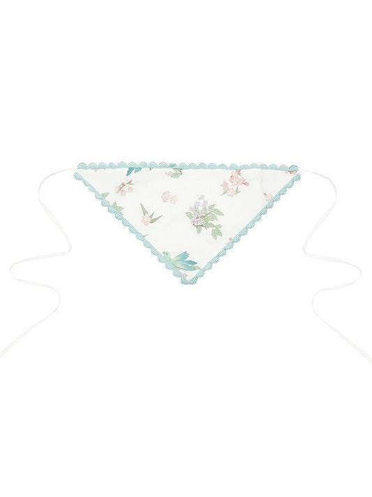 and Print Floral Cottagecore Scarf Bird Triangle