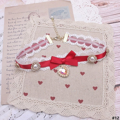 Options Bowknot Color Charm Heart Jirai Lace Kei 18 Choker