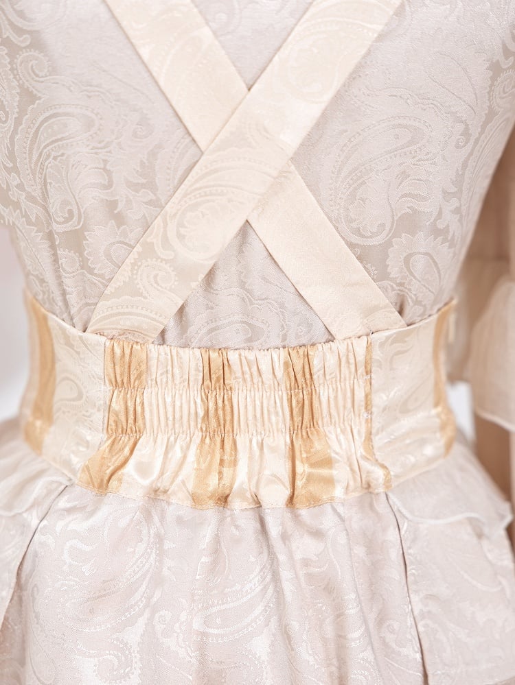 Pattern Sleeves Long Shorts Striped Champagne + Neckline Overall Ouji Outfit Lolita Prince Ruffle Shirt