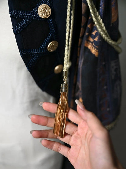 Blue Tailcoat One-shoulder Detachable Knight Dark Cape