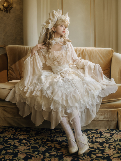 Ruffles Light Hanayome JSK Rose Flowing Accents Dress Short Layered Lolita Yellow Version with