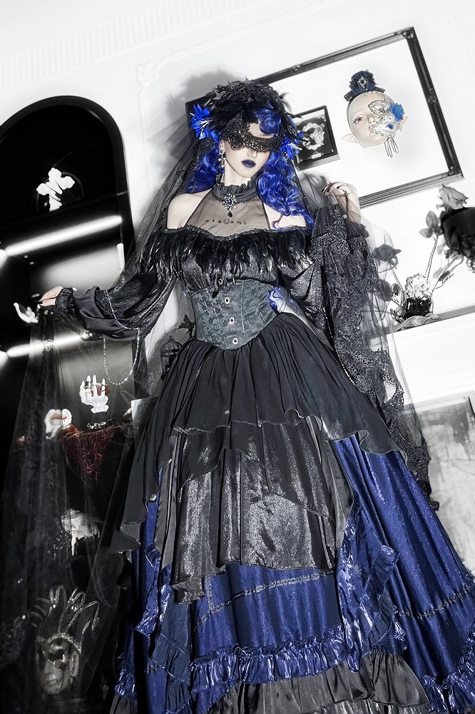 Gothic Lolita Boned High Waist Layered Long Skirt