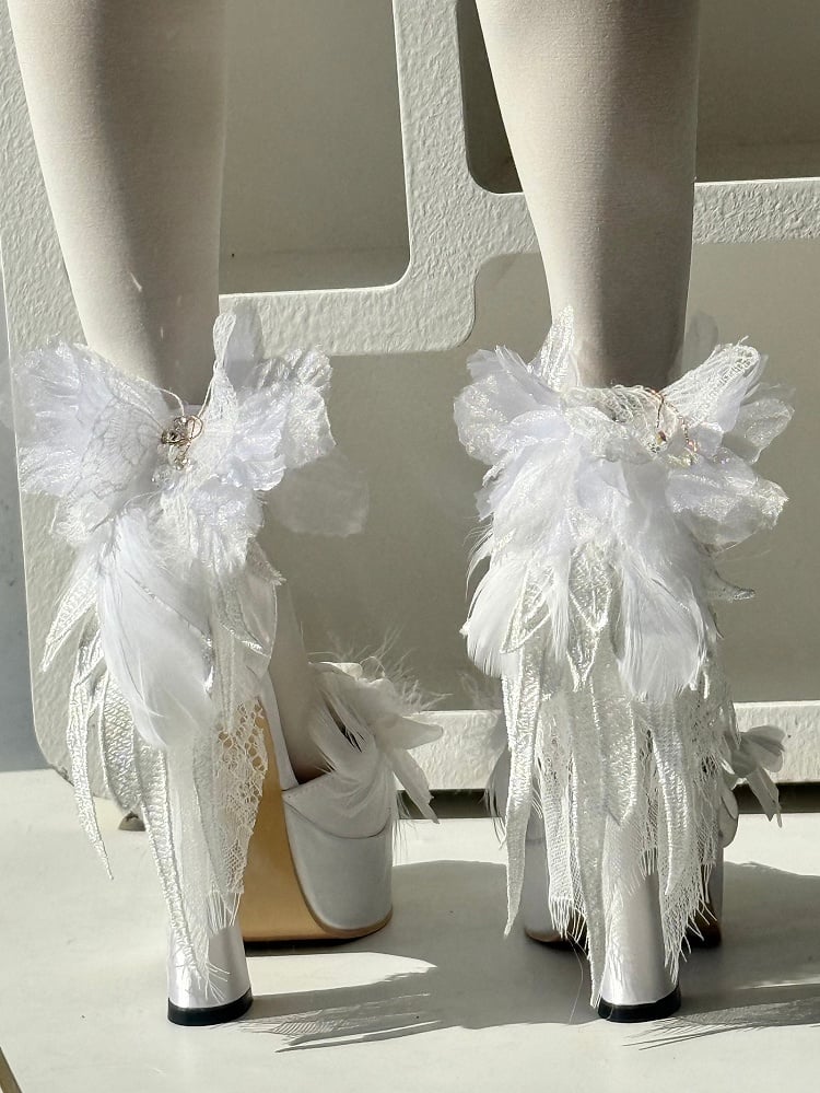 Bow with Goth Platform Elegant White at Shoes High-heel Top