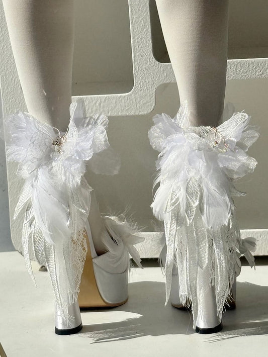 Bow with Goth Platform Elegant White at Shoes High-heel Top