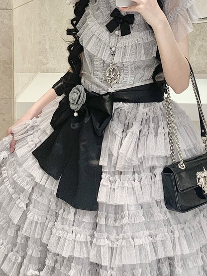 Black Belt Satin Waist Lolita