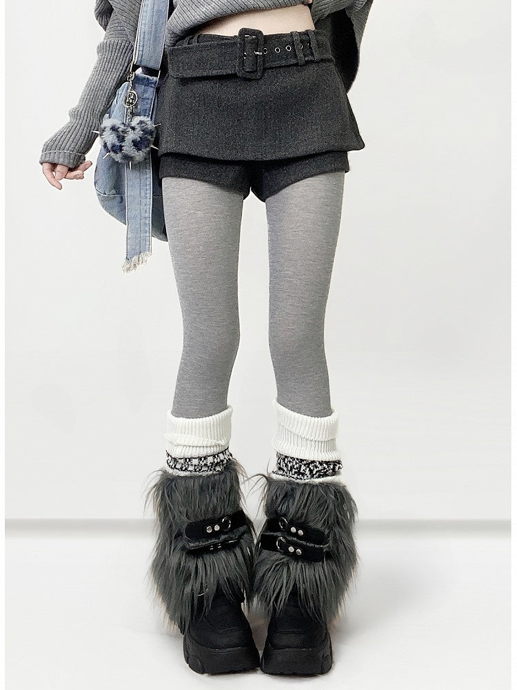 Y2K with Set Waist Belt Skort Design Low Dark Gray