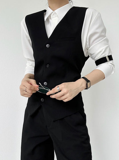V-Neck Back Ouji Black with Lolita Suit  Ties Adjustable Vest