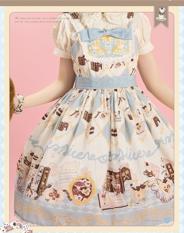 Alice in Wonderland Bunny Print Sweet High Waist Lolita Dress