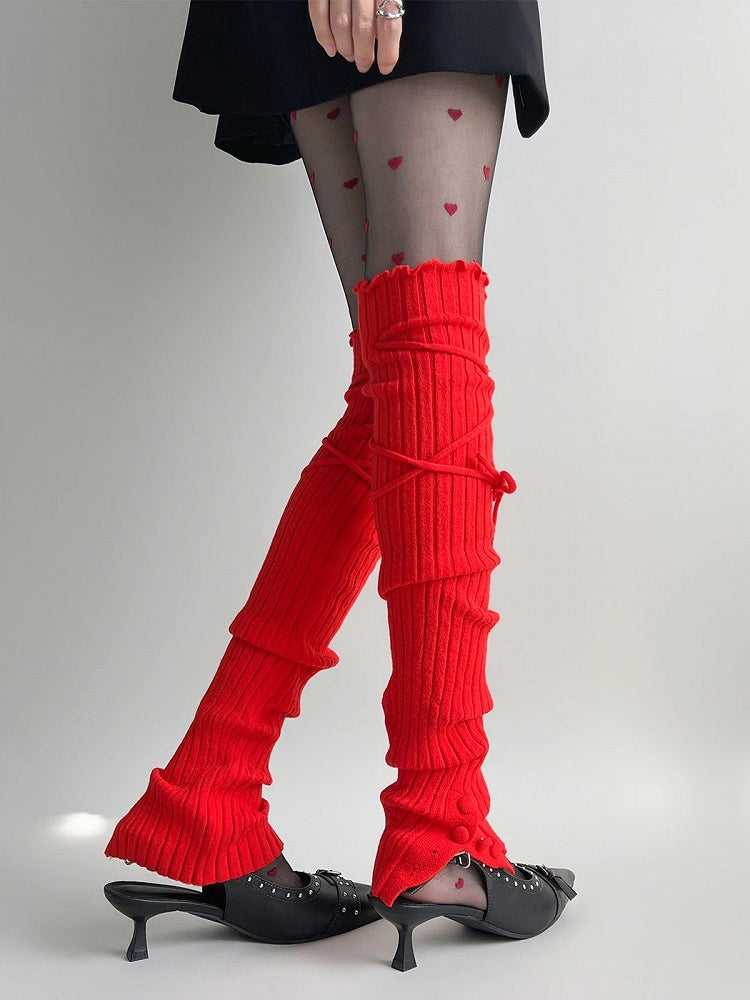 Ribbed (4 Leg Warmers Knit Colors) Tie-Up