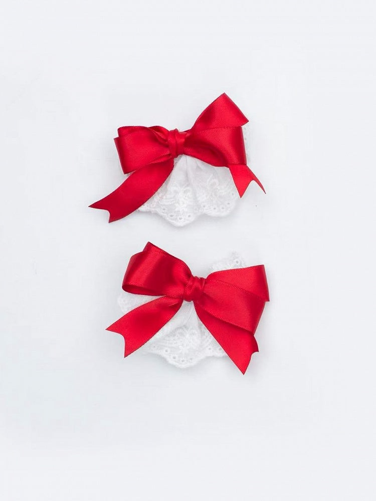 Blue / Red Bowknot Hairclip - Rainbow Cat