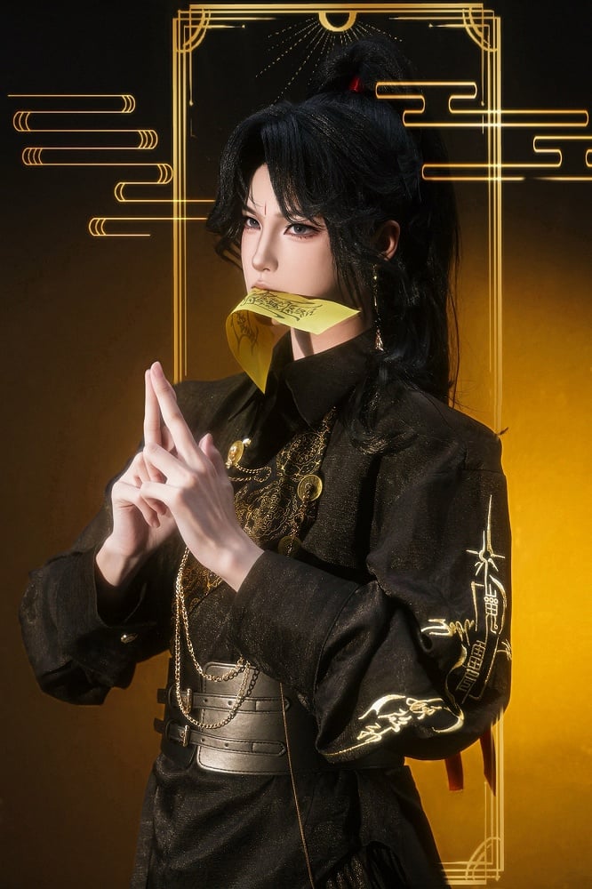 Gothic Chinoiserie Lolita Long Sleeve Blouse and Wide Pants Ensemble - YING YUE
