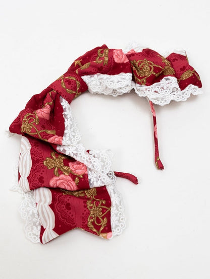 Bow KC Lolita Lace Large Red/Beige/Dark Sweet with Blue Details