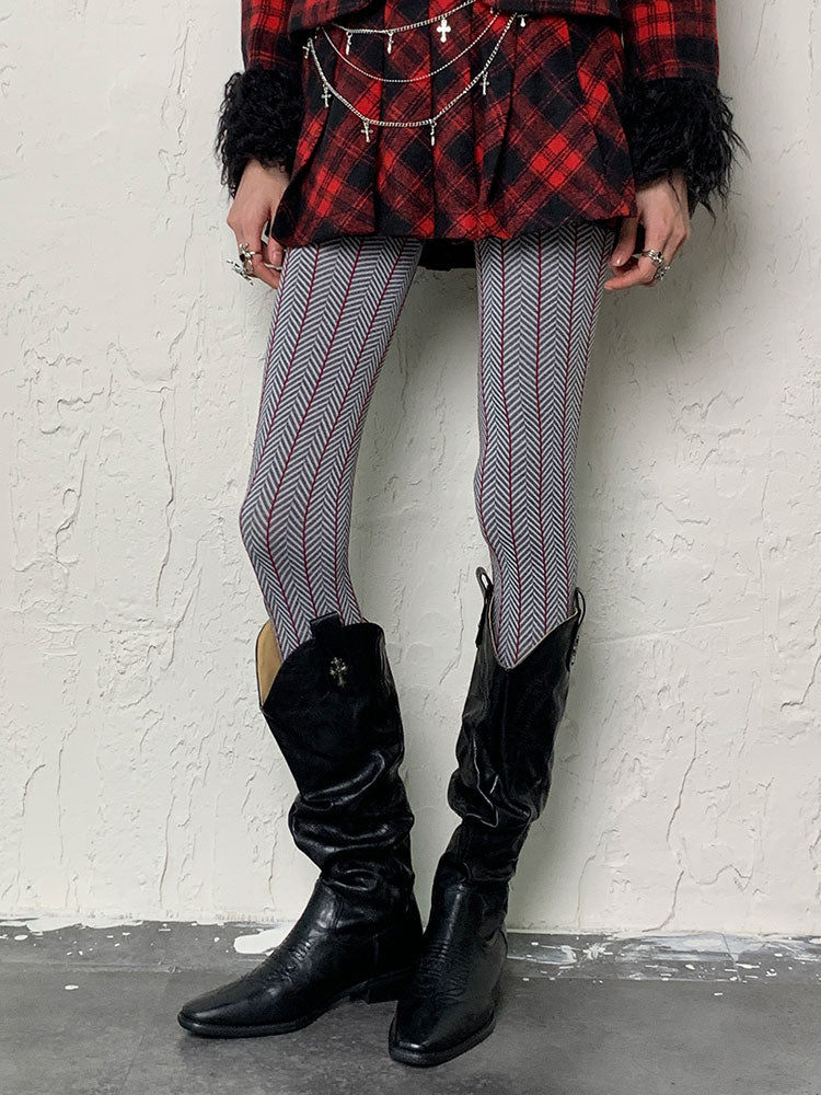 グレーのY2K冬用タイツ