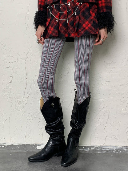 グレーのY2K冬用タイツ