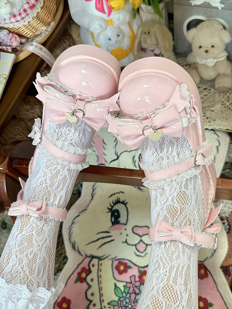Rose - Chaussures Mary Jane à Nœuds avec Plateforme Élégante