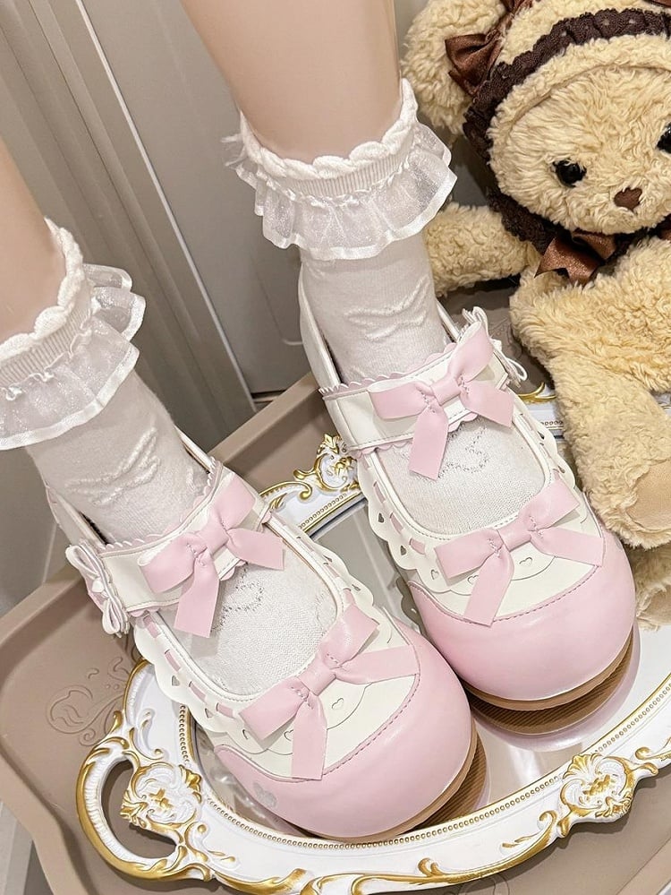 Scalloped PU Trim Pink with in Flats