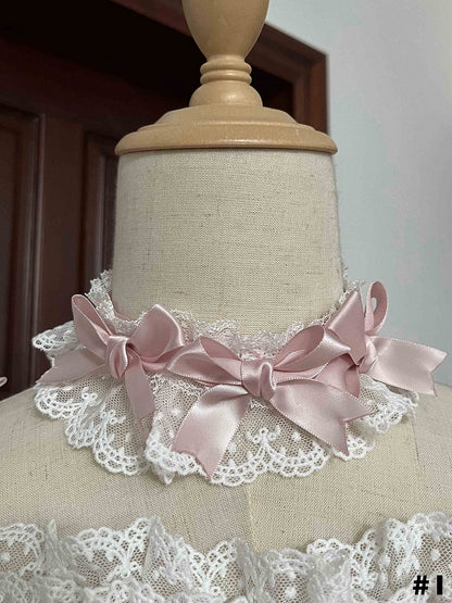 Pink Choker Decorated White Bows