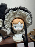 Trimmed Ruffled Brim Black Lolita White Hat Lace with Elegant