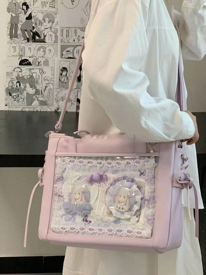 Tote Colors Accents Bag Side Tie 8 Ita with PU Bow