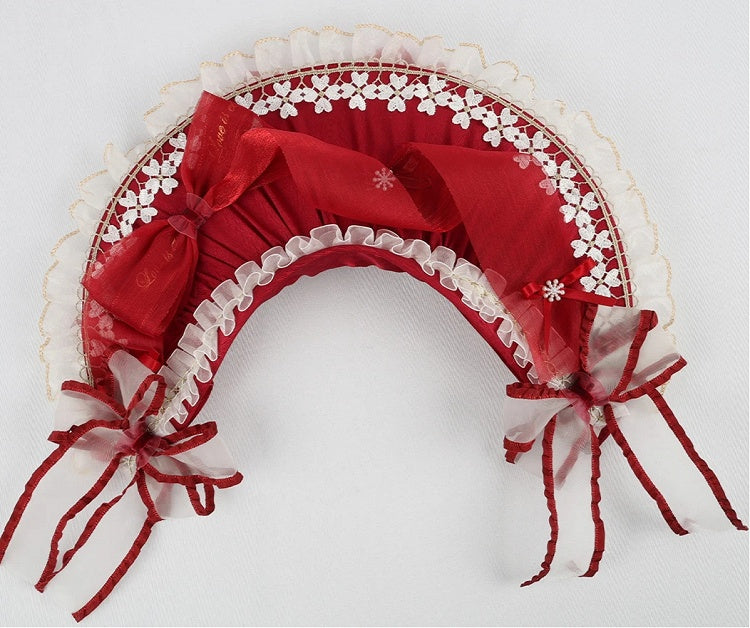 Rose Elegant Snowflake Red Bonnet White