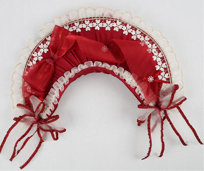 Rose Elegant Snowflake Red Bonnet White
