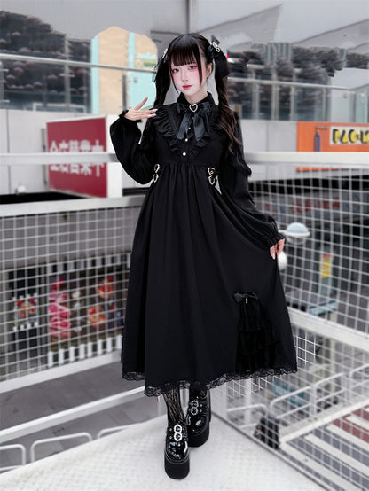 Kei Intricate Waist-Defining Black Clean Cutouts and Elegant Jirai with Dress Lace