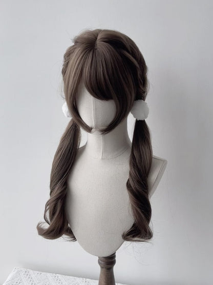 Full Wavy with Long Wig Light Brown Bangs 70CM