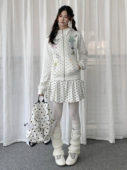 Veste Polka à Imprimé Fille Point Noir Dessin Animé Blanc