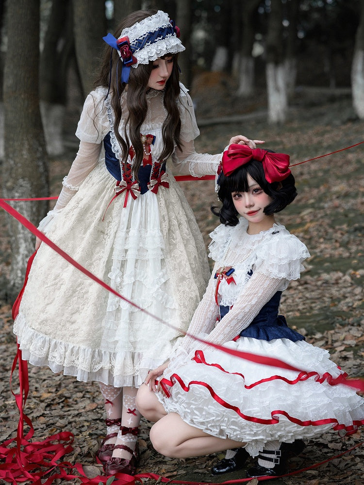 Bow Red Lace Blue Lolita Hairband
