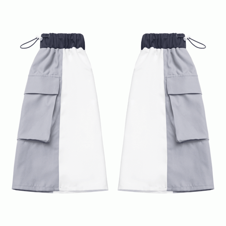 Leg Techwear with White Cuffs Colorblock Gray Warmers Cargo Pocket | Drawstring