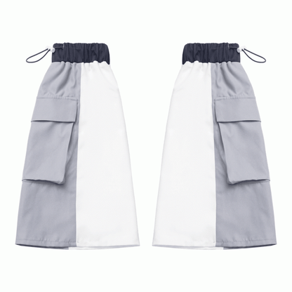 Leg Techwear with White Cuffs Colorblock Gray Warmers Cargo Pocket | Drawstring