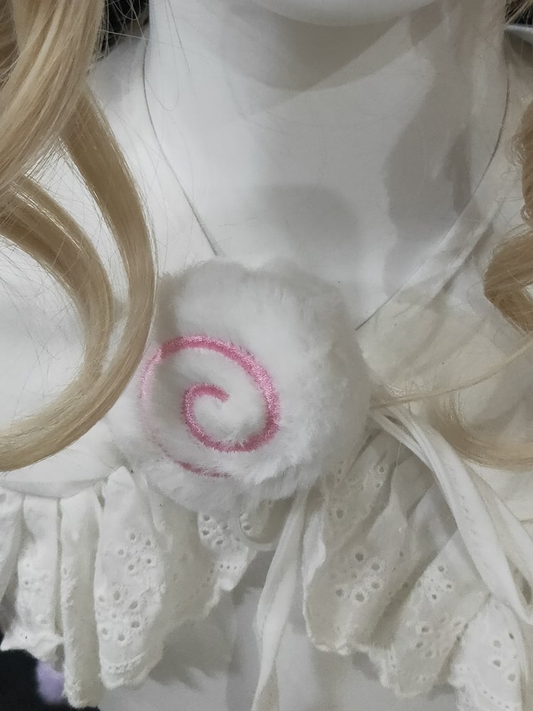 Hairclip WhitePink Plush