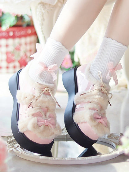 Platforms PU in Bow Lolita Details Pink Sweet with