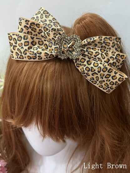 Rhinestone Hairclip Options Decorated 5 Pattern Color Leopard Bowknot