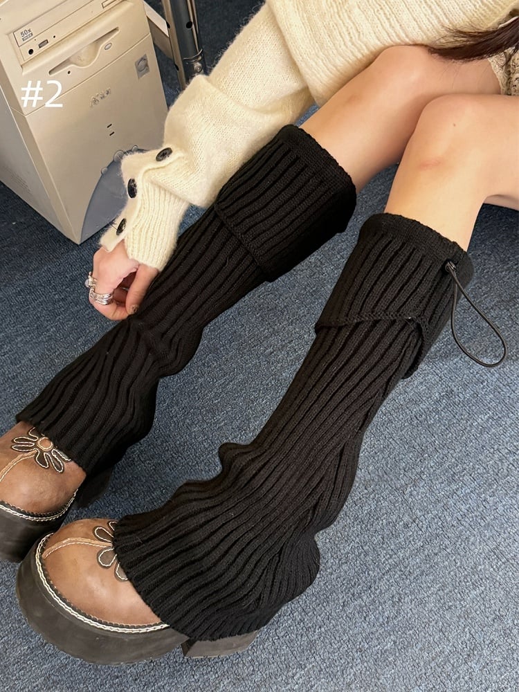 8 Options Drawstring Knitted Leg Warmers