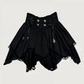 Onyx Jirai Kei High-Rise Skirt with Asymmetrical Hem and Lace Trim - Dream Core Waves