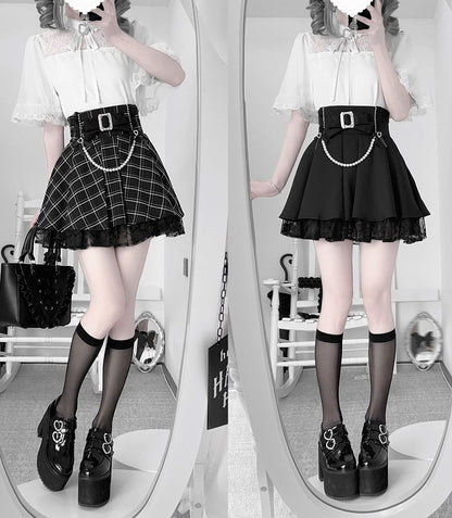 Style Jirai Pure Neckline Sleeve Top: Sleeves Kei Cape Elegance Illusion with Short White