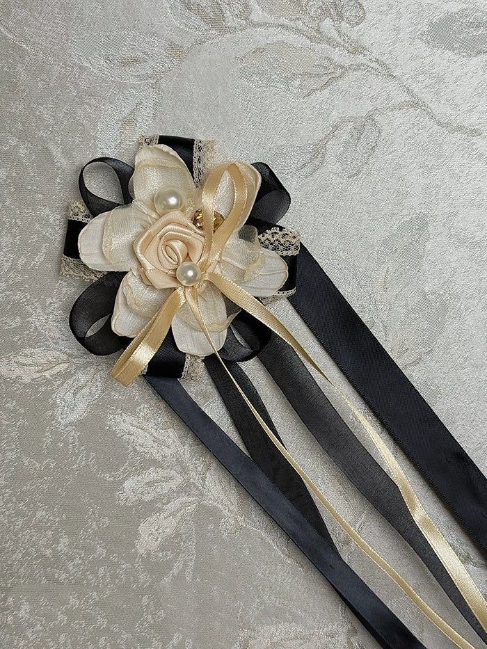 Silber SchwarzGold Champagner Brosche /