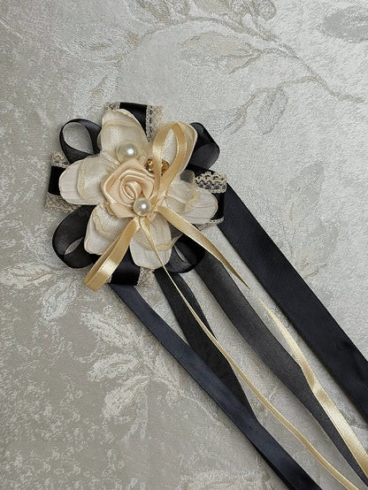 Silber SchwarzGold Champagner Brosche /