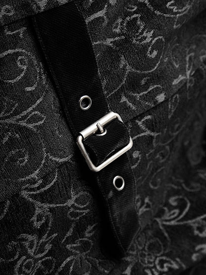 Black Vest Jacquard Steampunk Men's Vintage