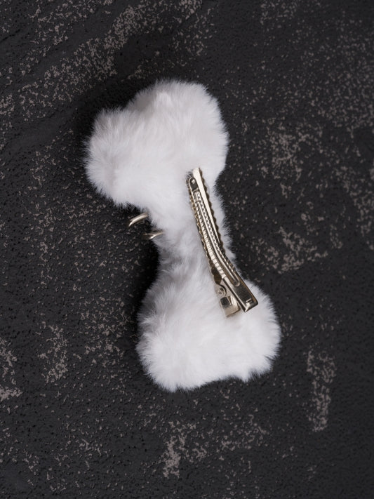 White Details Skeleton Applique Gothic Hairclip Bone Pin Plush