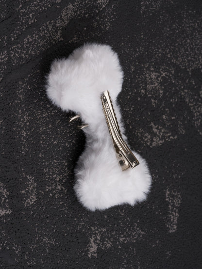 White Details Skeleton Applique Gothic Hairclip Bone Pin Plush
