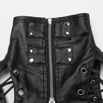 Vest Steampunk High Collar Black