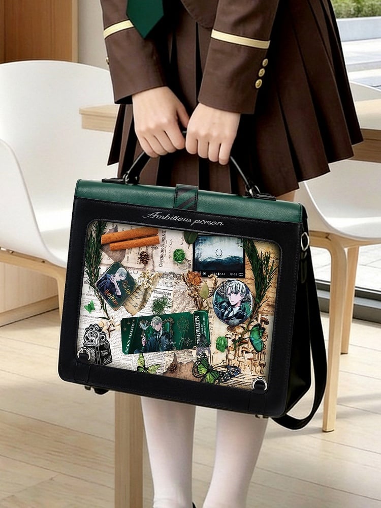 School Tie Ita Bag Vert Noir - thejunco